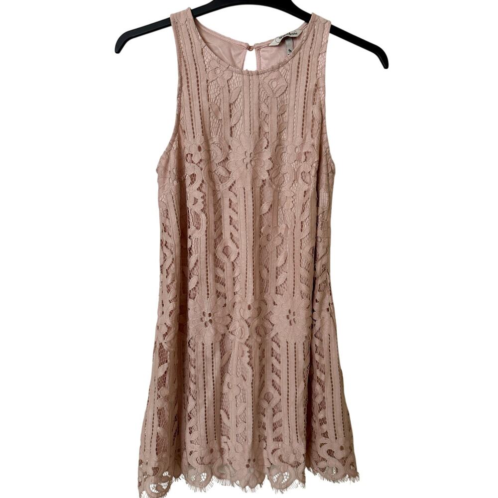 Speechless Lace Sleeveless Dress Pale Pink Women’s M Floral Crochet Lined NWT